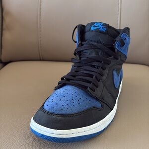 Nike Air Jordan 1 Retro Lace Up Men's Black and Blue High-Top Sneakers size 10